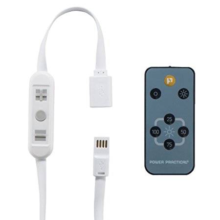Luminoodle USB Switch - Female to Male USB Power Switch with Wireless Remote, USB Switch On Off and Dimmer for TV Bias Lighting, LED String Lights, Fairy Lights