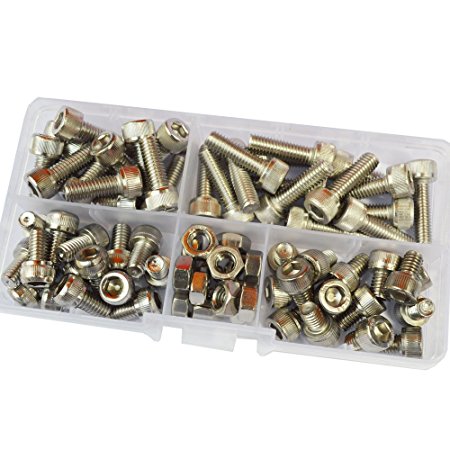 Socket Cap Screw Metric Hex Allen Head Bolt Assortment Kit 75Pcs,304Stainless Steel M6