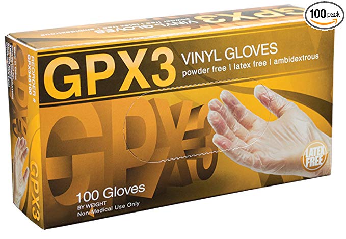 AMMEX - GPX348100-BX - Vinyl Gloves - GPX3 - Disposable, Powder Free, Industrial, 3 mil, XLarge, Clear (Box of 100)