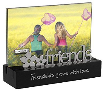 Malden International Designs Friends Desktop Expressions with Silver Word Attachment Picture Frame, 4x6, Black