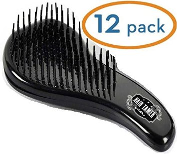 Hair Tamer Black Ergo Detangling Hair Brush 12 Pack
