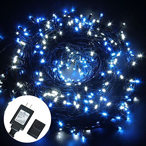 EAGWELL 500 LED Fairy String Light 164 Ft 8 Modes String Fairy Lights with Memory Function, Indoor Sting Lights Wedding Xmas Decoration Light with UL Listed Low Voltage Transformer -Blue