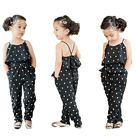 Frogwill Kids Girls Heart Printed Rompers Summer Jumpsuit Outfit