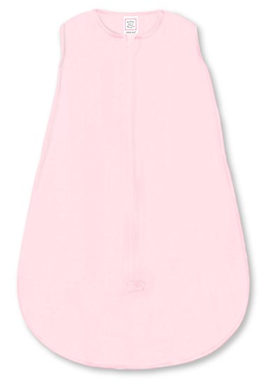 SwaddleDesigns Cotton Sleeping Sack with 2-Way Zipper, Pastel Pink, Medium