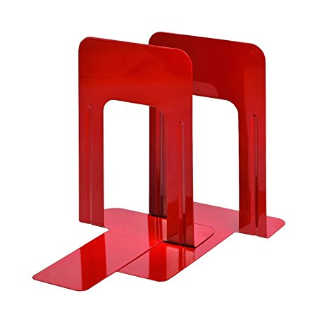 STEELMASTER Deluxe Steel 9-Inch Bookends, 1 Pair, Vibrant Red (244009107)