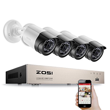 ZOSI 1080P CCTV Camera System,4CH 1080P Home Security System With 4x 1080P 2.0MP Outdoor Security Cameras NO Hard Drive