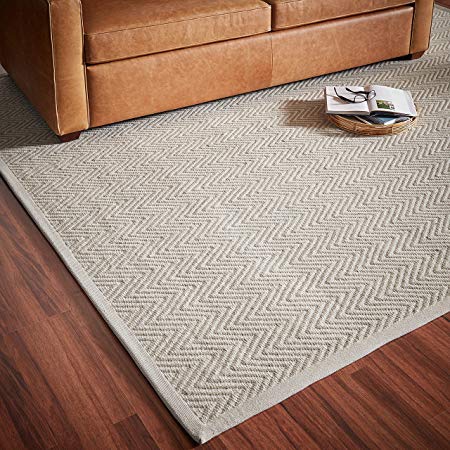 Rivet Elevated Chevron Patterned Area Rug, 8 x 10 Foot, Grey