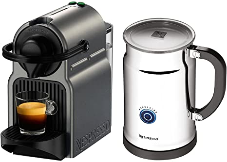 Nespresso A C40-US-TI-NE Inissia Espresso Maker with Aeroccino Plus Milk Frother, Titan (Discontinued Model)