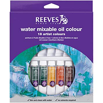 Reeves 12-Milliliter Water Mixable Oil Color Set, 18-Pack