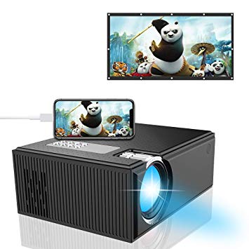 Smart Home Projector, iBosi Cheng Portable Full HD Video Projector Support 1080P with Multi-Screen Display, HDMI VGA USB AV SD Compatible with PC Laptop iOS Android Smartphone Tablets Gaming Devices