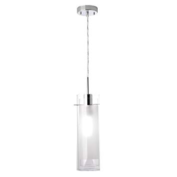 Globe Electric Sydney 1-Light Hanging Pendant, Polished Chrome Finish, Clear Glass Shade with Frosted Glass Insert, 64023