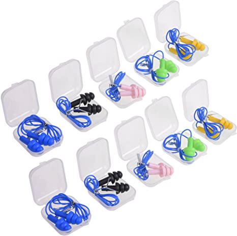 BCP 10 Sets Soft Waterproof Silicone Gel Corded String Ear Plugs for Swimming