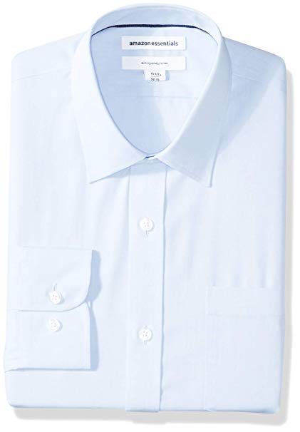 Amazon Essentials Men's Slim-Fit Wrinkle-Resistant Long-Sleeve Solid Dress Shirt