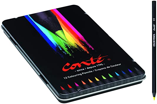 BiC Conte Colouring Pencils - Multi-Coloured, Tin of 12