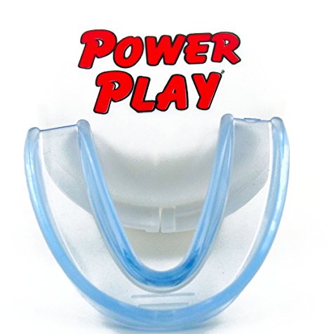Power Play Mouth Guard. Best moldable strapless single mouthguard for sports: hockey, football, boxing, basketball, martial arts, wrestling. Include mouth guard case. Fits Youth and Adults.