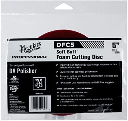 MEGUIAR'S DFC5 Soft Buff DA (Dual Action) 5" Foam Cutting Disc, 1 Pack