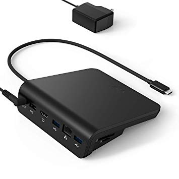 VAVA USB C Hub Docking Station with 24W Adapter, 100W PD, 1 x Ethernet Port, 1x 4K HDMI,SD/TF Card Slot, 2 x USB 3.1, 1x USB 2.0, 1x DC in 12V Adapter Port for MacBook Pro and Type C Windows Laptops