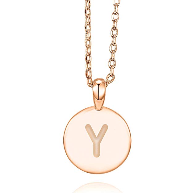 PAVOI 14K Rose Gold Plated Letter Necklace for Women | Gold Initial Necklace for Girls