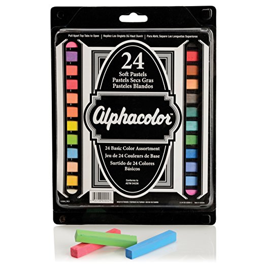 Quartet Alphacolor Soft Square Pastels, Multi-Colored, 24 Pastels per Set (102004)