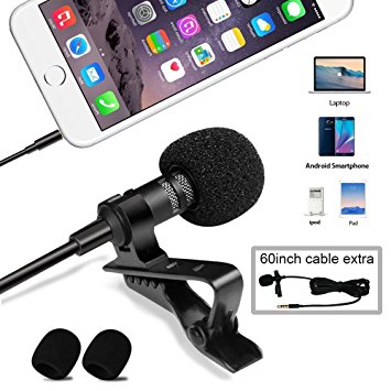 UMITOM Lavalier Lapel Microphone Wireless Lavalier Microphone 3.5 mm Omnidirectional Condenser Mic Professional Clip-on System Lapel Microphone for Recording,Youtube,Interview,Video,Conference,Podcast