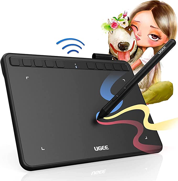 UGEE S640W Wireless Graphic Drawing Pen Tablet (6.3 x 4.2 inch Graphic Tablet with 10 Hotkeys Support Windows, Mac, Linux, Android Mobile, Tilt Pressure 8192 Level Pressure Battery -Free Stylus)