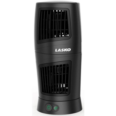 Lasko 4911 11.85-Inch Twist-Top Tower Desk Fan, Black