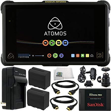 Atomos Shogun Inferno 7" 4K HDMI/Quad 3G-SDI/12G-SDI Recording Monitor with Included Manufacture Accessories   10PC Accessory Kit