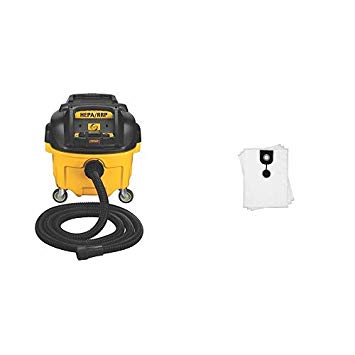 DEWALT DWV010 HEPA Dust Extractor with Automatic Filter Cleaning, 8-Gallon with DEWALT DWV9402 Fleece Bag for DWV012 Dust Extractor, 5-Pack