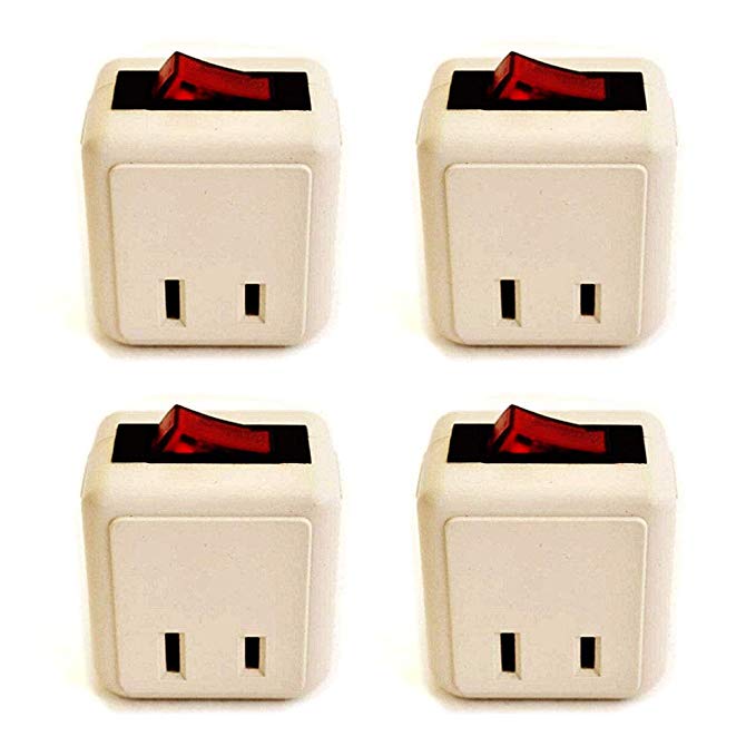 4-Pack Plug in Cord Switch with Safety Reminder Light ETL Listed