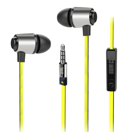 ONSON In-Ear Earbuds Wired Headphones,Remote Control&Microphone Earphone with 3.5MM Jack for iPhones, iPods and iPads, Android Devices, Tablet,Mp3 players, CD Players and More,Black Yellow