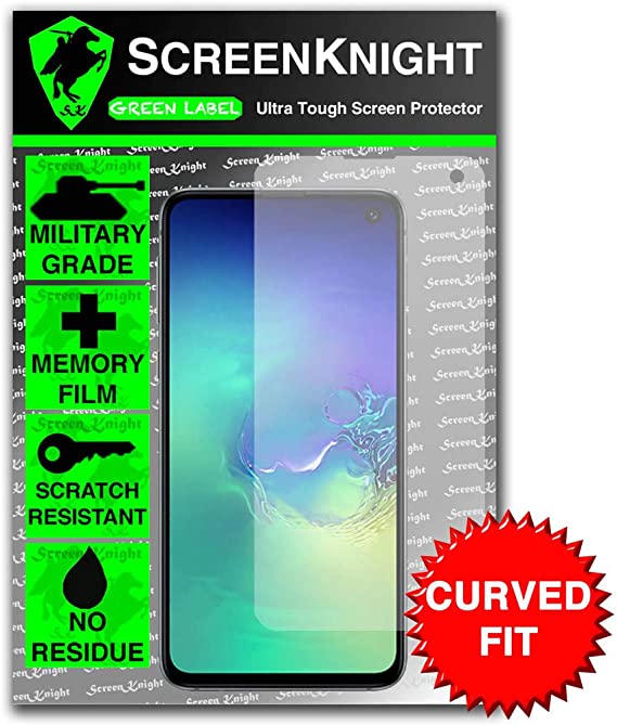 ScreenKnight Samsung Galaxy S10E Screen Protector - Curved Fit - Front Military shield
