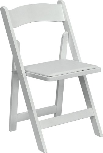 Flash Furniture HERCULES Series White Wood Folding Chair with Vinyl Padded Seat