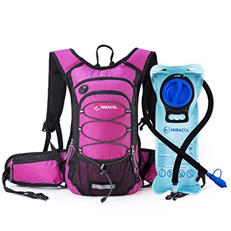 Miracol Hydration Backpack with 2L Water Bladder - Thermal Insulation Pack and Flow Tube Keeps Liquid Cool up to 4 Hours – Multiple Storage Compartment – Best for Hiking, Running, Cycling and more