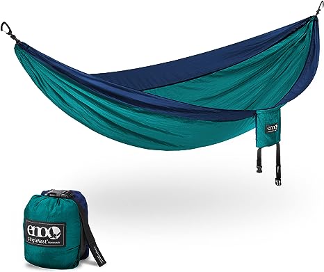 ENO SingleNest Hammock - Lightweight, 1 Person Portable Hammock - for Camping, Hiking, Backpacking, Travel, a Festival, or The Beach - Seafoam/Navy