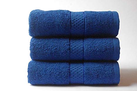 UAREHOME Set of 3 Pure Cotton Towels Hand Bath Bath Sheet 11 Colours Hotel Quality (Set of 3 Bath Towels, Blue)