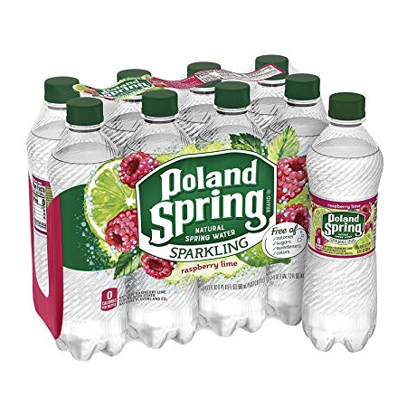 Poland Spring Sparkling Natural Spring Water, Raspberry Lime, 16.9 Ounce, 8 Count
