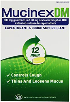 Mucinex DM 12-Hour Expectorant and Cough Suppressant Tablets, 20 Count