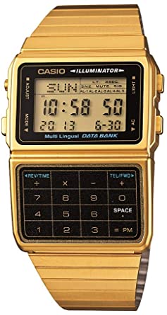 Casio DATABANK Japanese Quartz Watch with Stainless Steel Strap, Gold, 22 (Model: DBC611G-1VT)