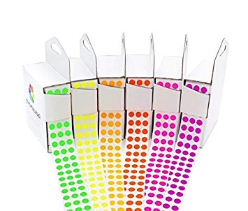 ChromaLabel Fluorescent Color-Code Dot Label Kit | 6 Assorted Colors | 1000/Dispenser Box (1/4 inch)