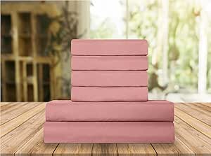 Elegant Comfort Luxury Soft Bed Sheets 1500 Premium Hotel Quality Microfiber Softness Wrinkle and Fade Resistant (6-Piece) Bedding Set, Queen, Dusty Rose