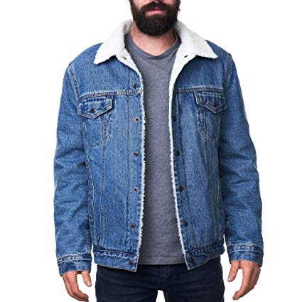 alpine swiss Ryker Mens Sherpa Lined Denim Trucker Jacket