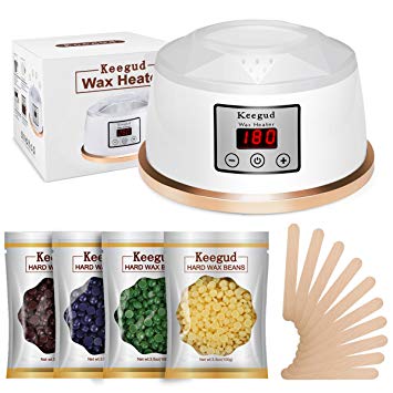 Wax Warmer Hair Removal Waxing Kit [2018 Upgrade] Constant Temperature Setting Electric Wax Heater Pot with 4 Flavors Wax Beans and 10 Wax Applicator Sticks