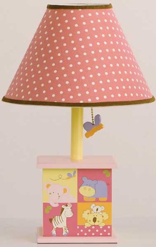 CoCaLo Tropical Punch Pink and Yellow Girls Lamp with White Polka Dots Shade