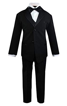 Luca Gabriel Toddler Boys' 5 Piece Classic Fit Formal Suit Bowtie Set