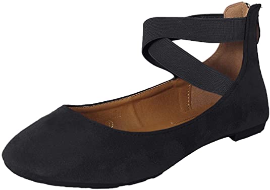 Dana-20B Women's Classic Ballerina Flats Elastic Crossing Straps …