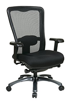 Office Star High Back Breathable ProGrid Back and FreeFlex Seat Adjustable Black Managers Chair, Titanium Finish