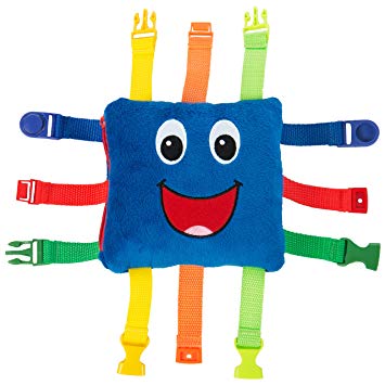 BUCKLE TOY "Boomer" - Toddler Early Learning Basic Life Skills Children’s Plush Travel Activity