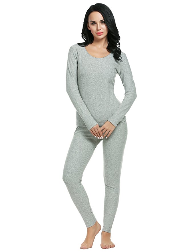 Ekouaer Women's Long Thermal Underwear Fleece Lined Winter Base Layering Set