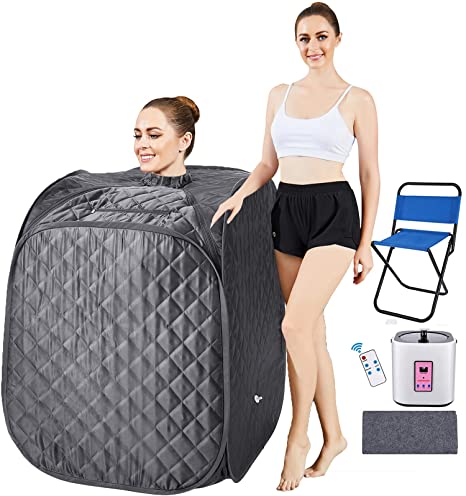 Mauccau Steam Sauna Portable Personal Sauna Tent with Remote Control & 9-Gear Temperature & 60 Minute Timer & Foldable Chair for Home Spa Detox Relaxation