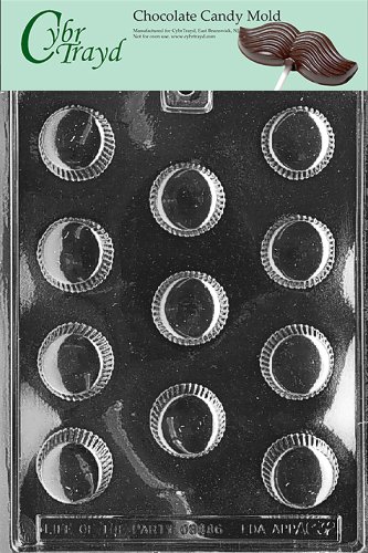 Cybrtrayd Life of the Party AO032 Medium Peanut Butter Cup Chocolate Candy Mold in Sealed Protective Poly Bag Imprinted with Copyrighted Cybrtrayd Molding Instructions
